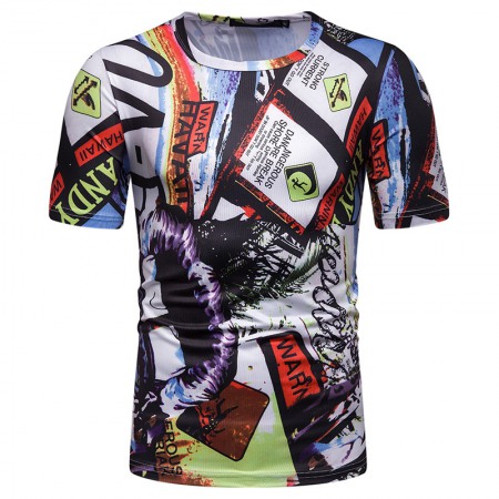 New Summer Men's Beach Style Printed Short-Sleeved T-Shirt